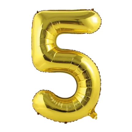 GLOBO METALIZADO NUMERO 5 DORADO