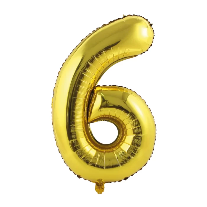 GLOBO METALIZADO NUMERO 6 DORADO