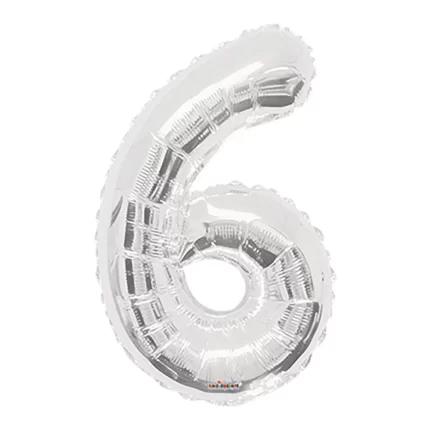 GLOBO METALIZADO NUMERO 6 PLATEADO