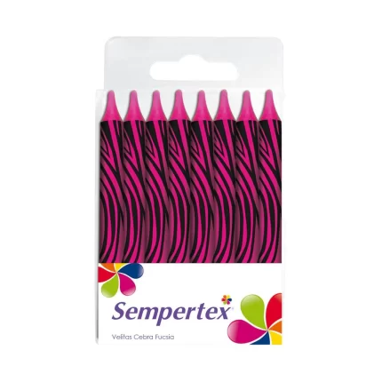VELA IMPRESA CEBRA FUCSIA