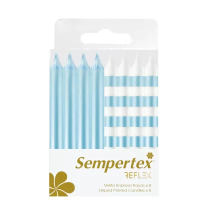 VELA IMPRESA RAYAS BLANCO-AZUL CELESTE